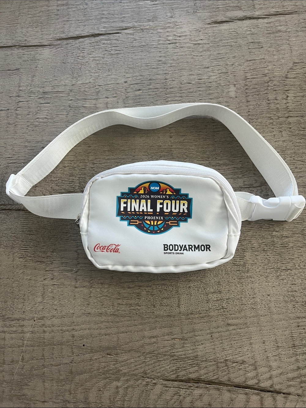Final Four 2026 Womens Phoenix White Waist Bag with BodyArmor & Coca-Cola Logos